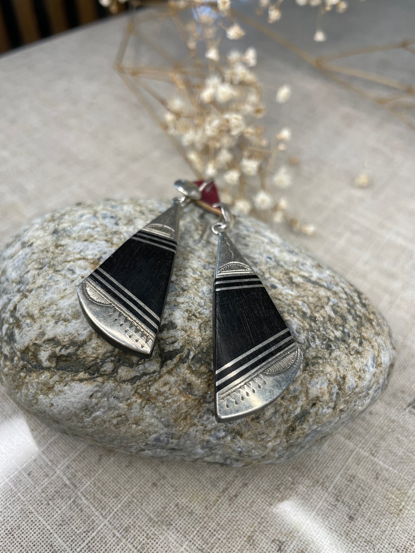 Boucles d’oreilles argent et bois d’ébène