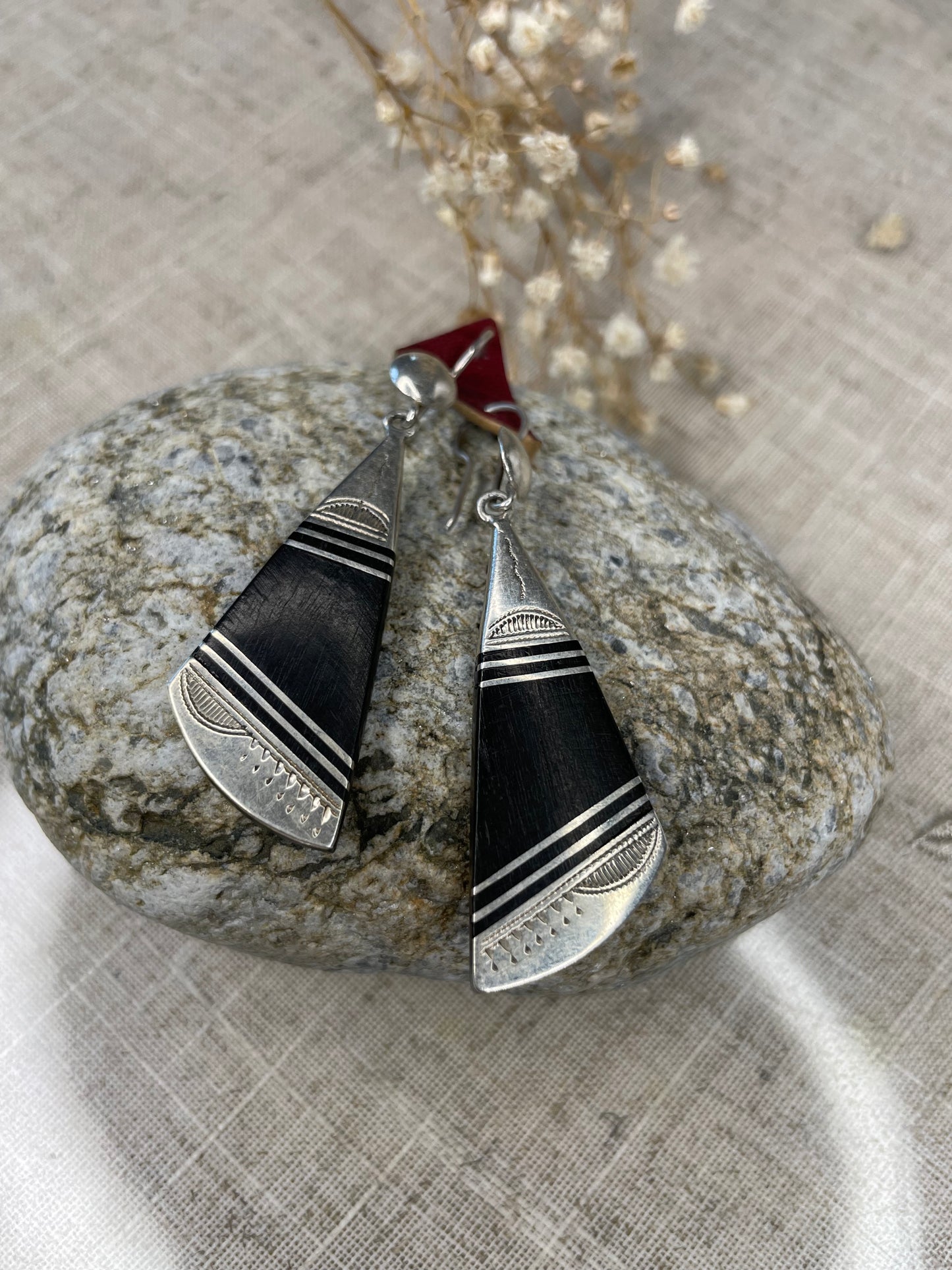 Boucles d’oreilles argent et bois d’ébène