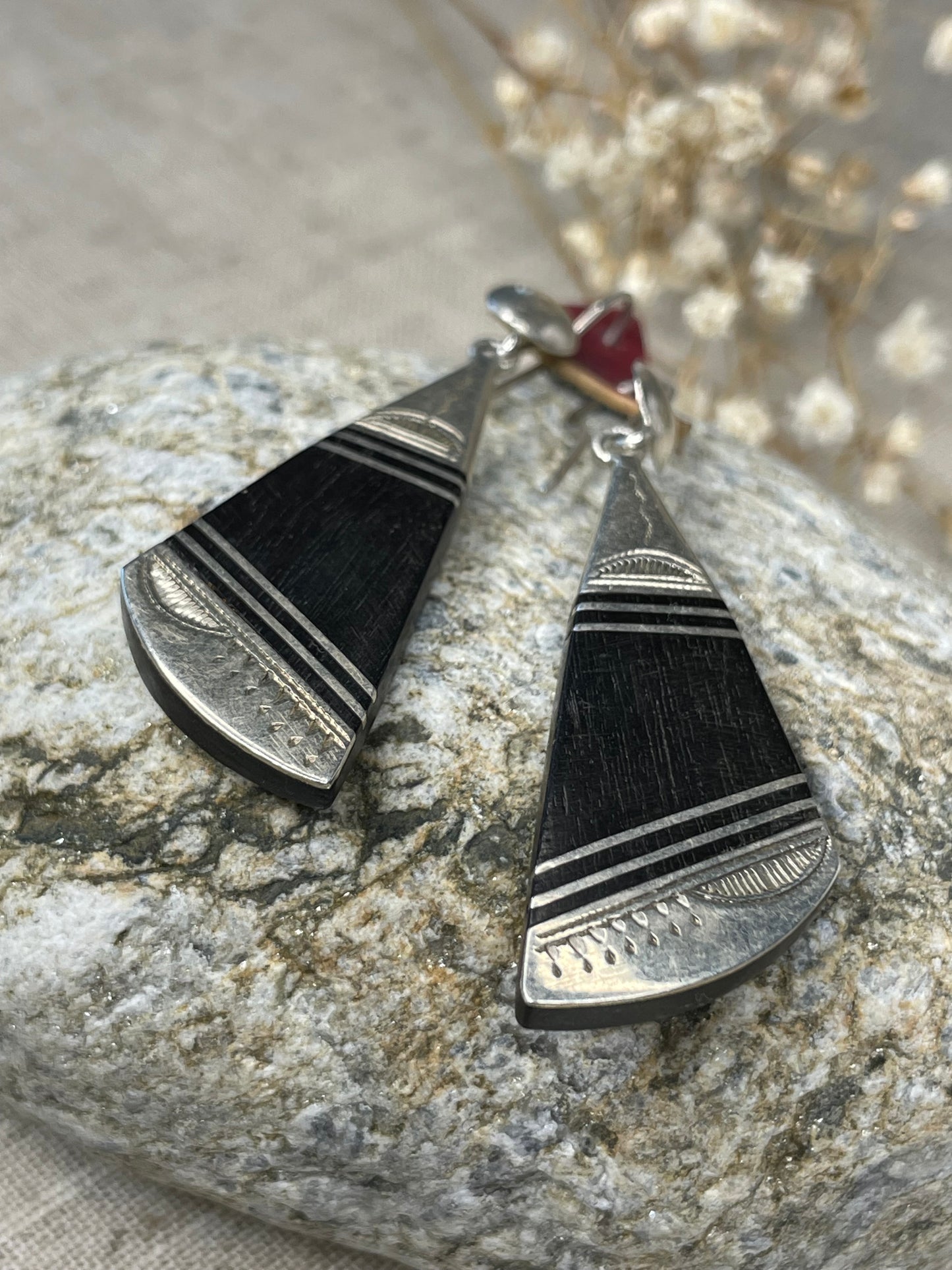Boucles d’oreilles argent et bois d’ébène