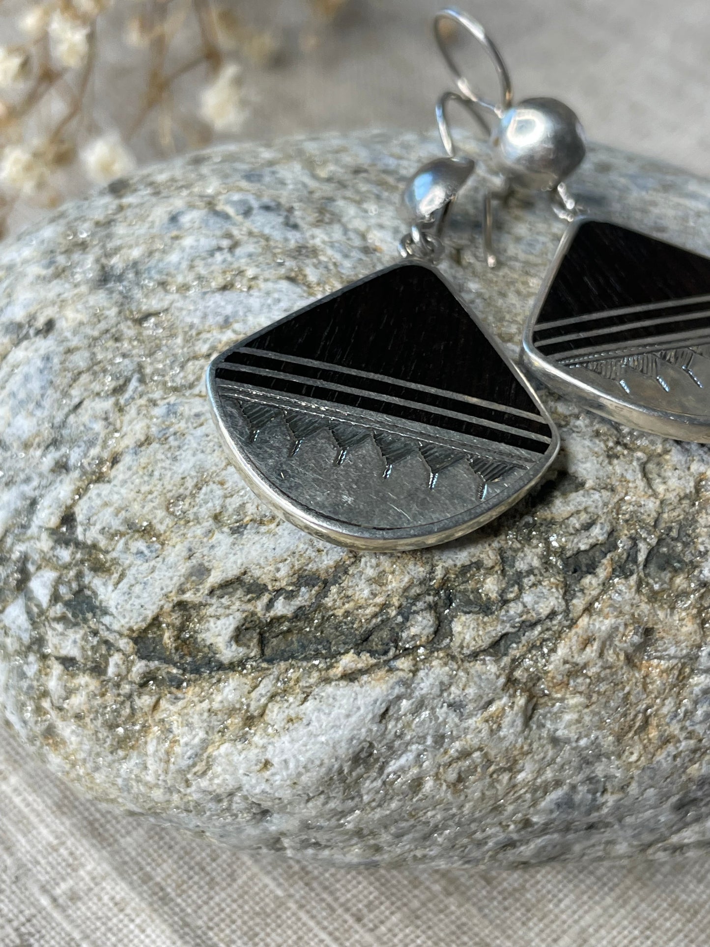 Boucles d’oreilles Argent et bois d’ébène