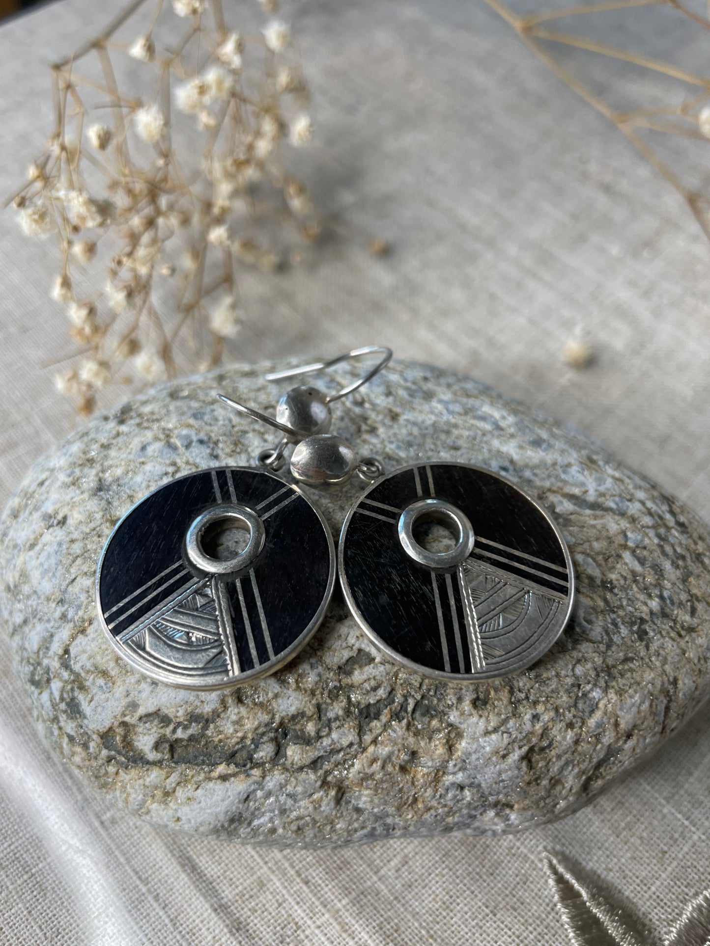 Boucles d’oreilles Argent bois d’ébène