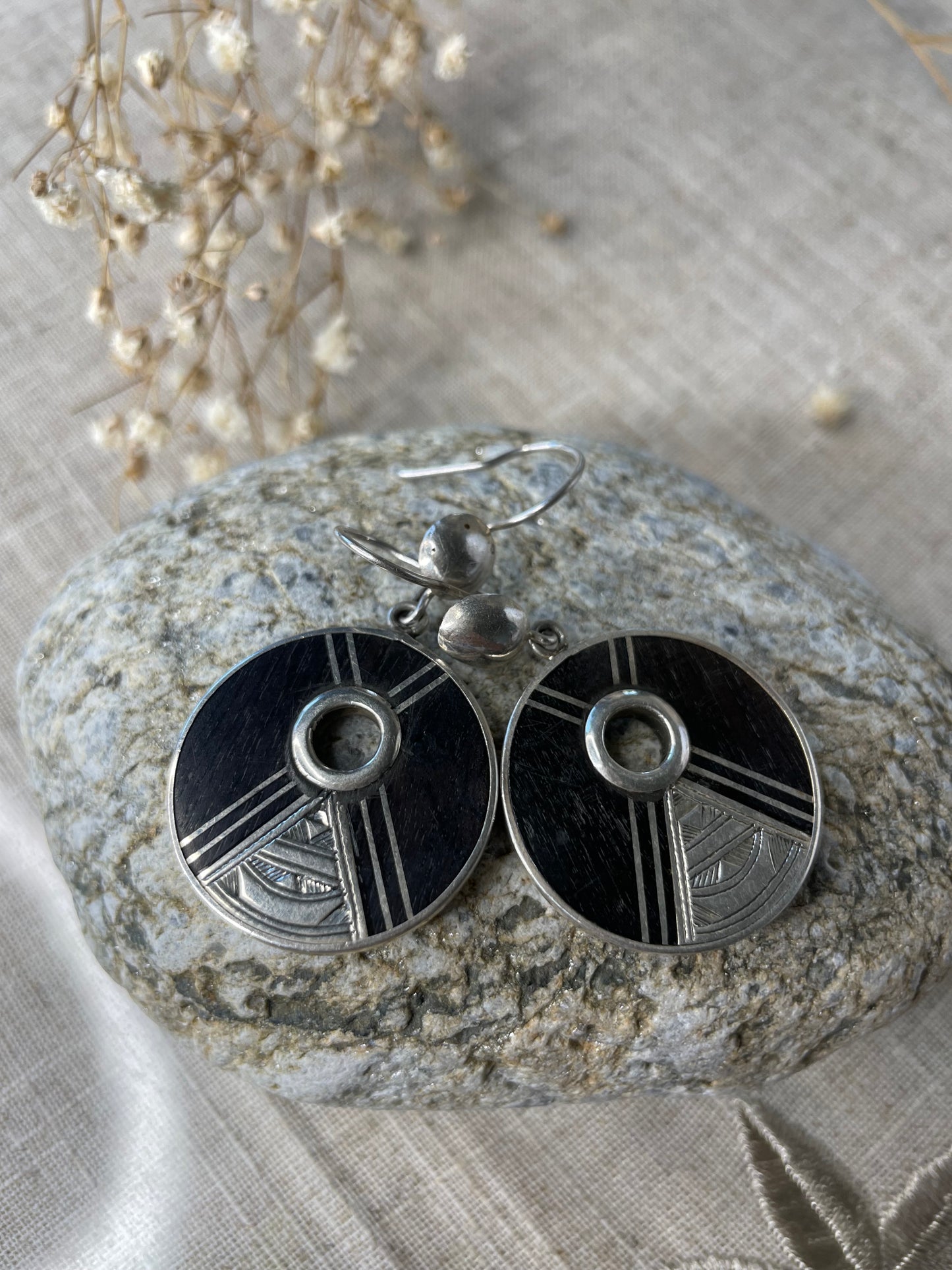 Boucles d’oreilles Argent bois d’ébène