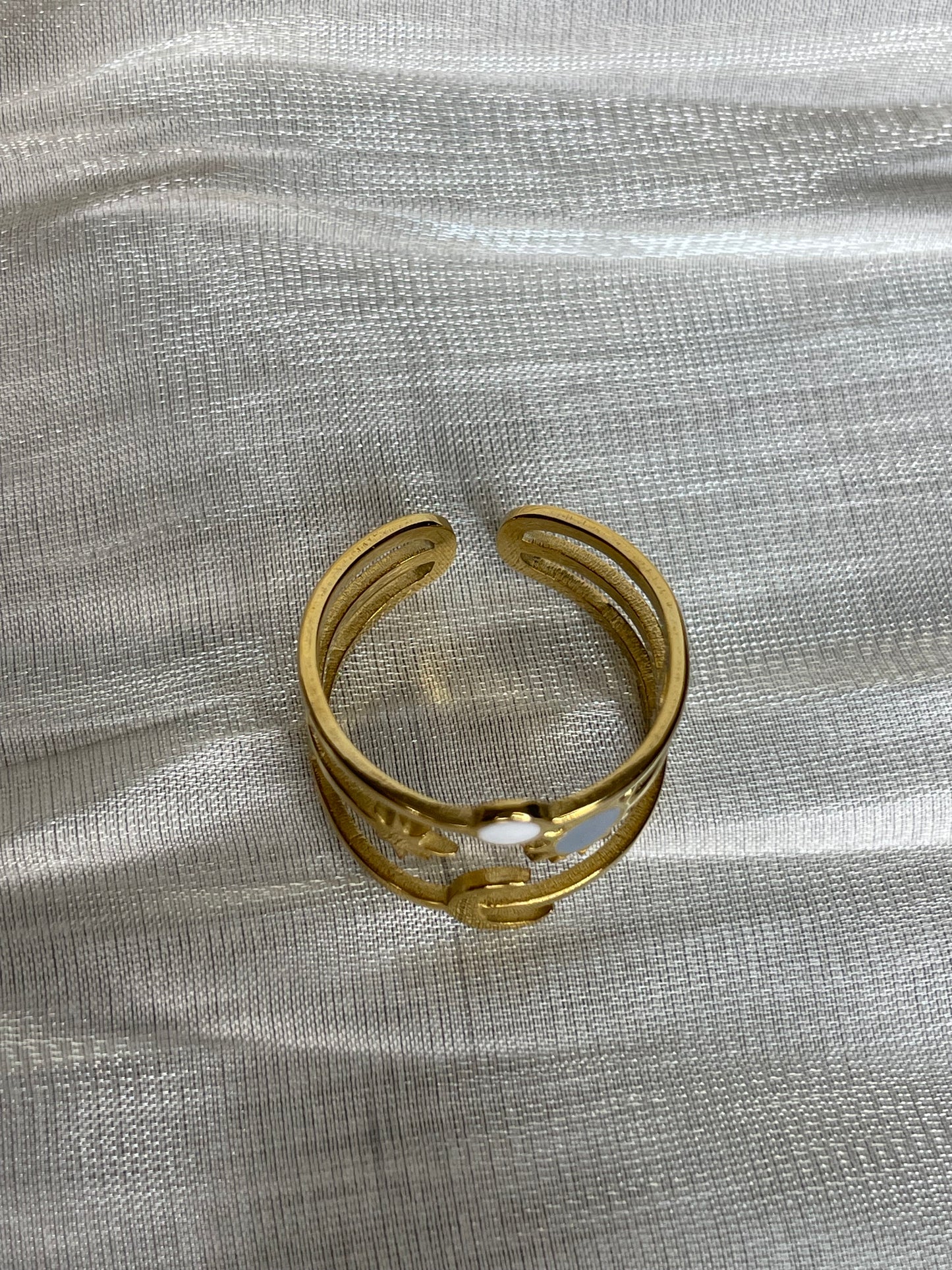 Bague triple ligne lune soleil étoile nacre