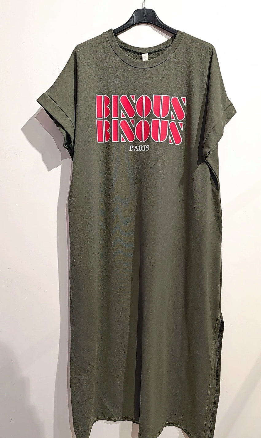 Robes T-shirt Bisous Bisous kaki
