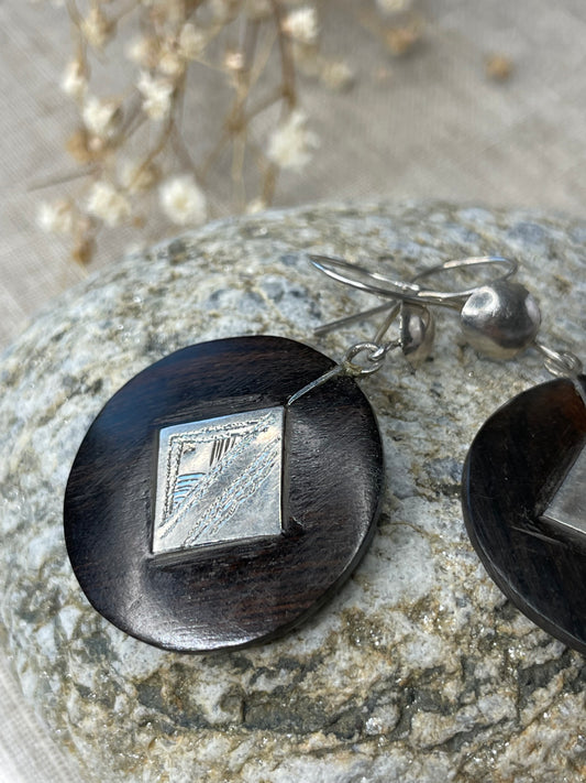 Boucles d’oreilles Argent et bois d’ébène