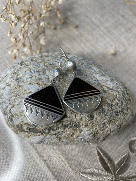Boucles d’oreilles Argent et bois d’ébène