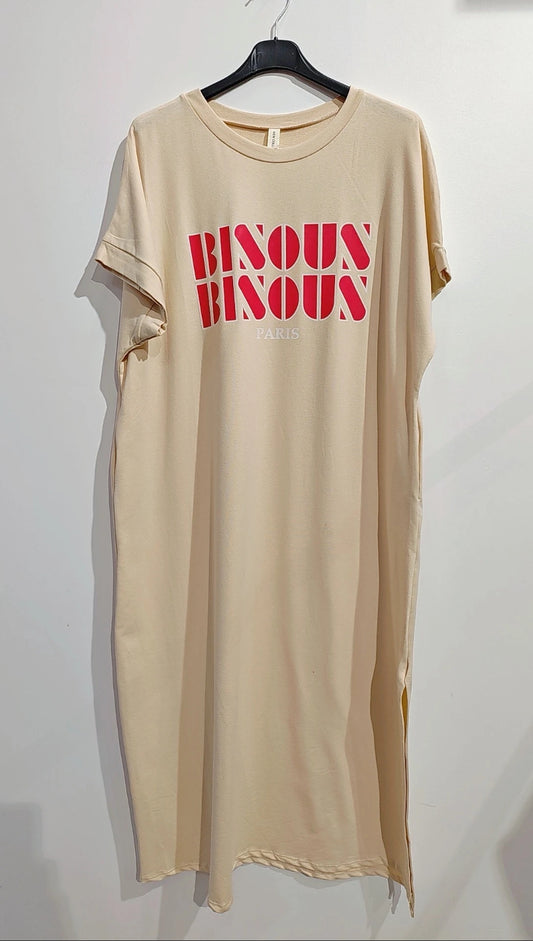 Robes T shirt Bisous Bisous Beige