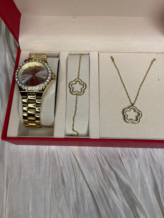 Montre trèfle Dorée